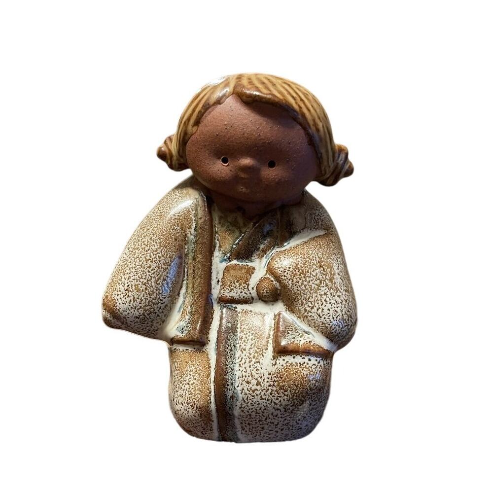 Vintage UCTCI Japan Stoneware Art Figurine Girl in Kimono 5" Tall